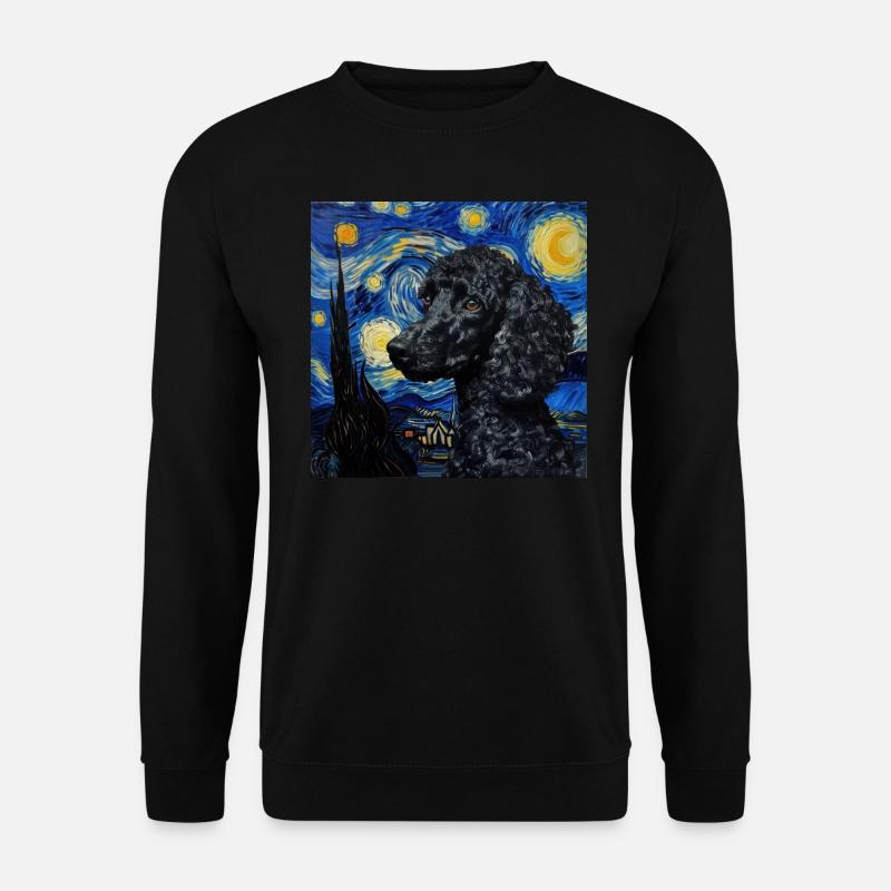 pudel, hund, Van Gogh, Sternennacht - Unisex Pullover - Schwarz
