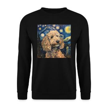 Caniche, Chien, Van Gogh, Nuit Étoilée - Sweat-shirt Unisexe - noir - Devant - Alina (178cm) & Michal (187cm)