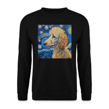 Caniche, Chien, Van Gogh, Nuit Étoilée - Sweat-shirt Unisexe - noir - Devant - Alina (178cm) & Michal (187cm)