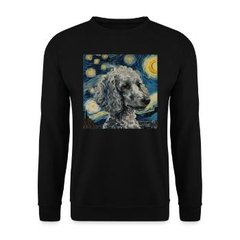 Caniche, Chien, Van Gogh, Nuit Étoilée - Sweat-shirt Unisexe - noir - Devant - Alina (178cm) & Michal (187cm)
