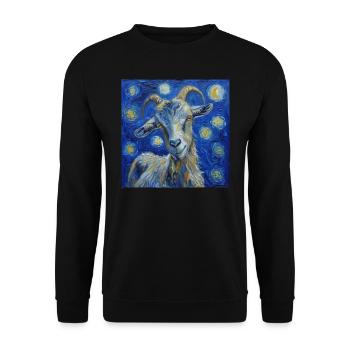 Ziege Van Gogh Sternennacht - Unisex Pullover - Schwarz - Vorne - Alina (178cm) & Michal (187cm)