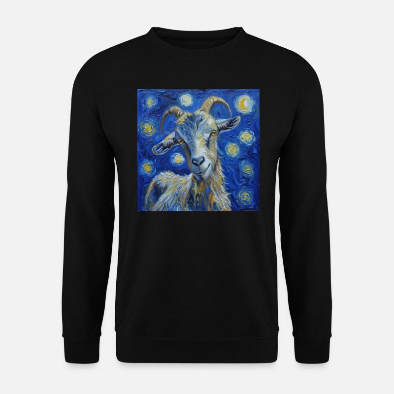Ziege Van Gogh Sternennacht - Unisex Pullover - Schwarz