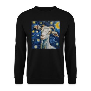 ziege, Van Gogh, Sternennacht - Unisex Pullover - Schwarz - Vorne - Alina (178cm) & Michal (187cm)