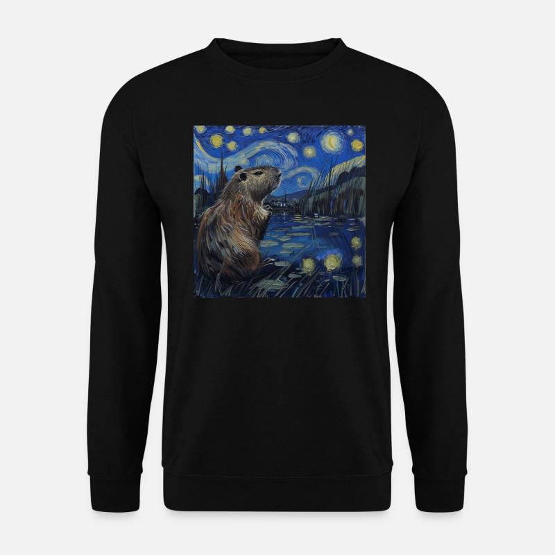 Capybara, Van Gogh, Nuit étoilée - Sweat-shirt Unisexe - noir