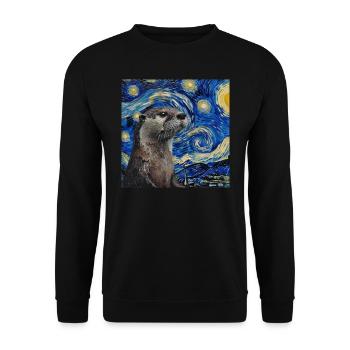 Loutre, Van Gogh, Nuit étoilée - Sweat-shirt Unisexe - noir - Devant - Alina (178cm) & Michal (187cm)