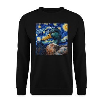 Duck, Animal, Van Gogh, Starry Night - Unisex Sweatshirt - black - Front - Alina (178cm) & Michal (187cm)