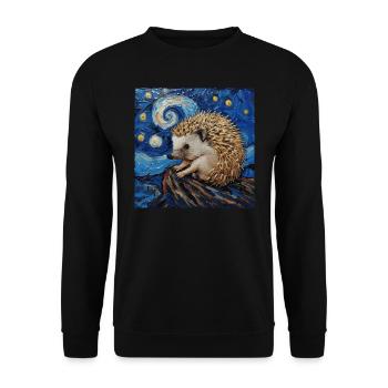 Hedgehog, Animal, Van Gogh, Starry Night - Unisex Sweatshirt - black - Front - Alina (178cm) & Michal (187cm)