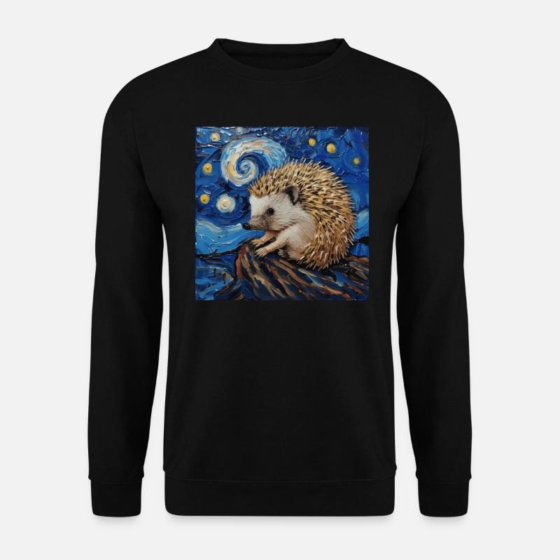 igel, tier, van gogh, sternennacht - Unisex Pullover - Schwarz