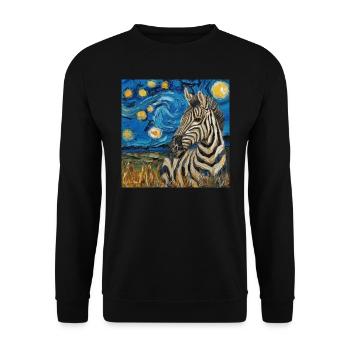 Zèbre, Van Gogh, Nuit Étoilée, Cadeau, Gifti - Sweat-shirt Unisexe - noir - Devant - Alina (178cm) & Michal (187cm)