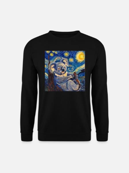 koala, van gogh, sternennacht, geschenk - Unisex Pullover - Schwarz