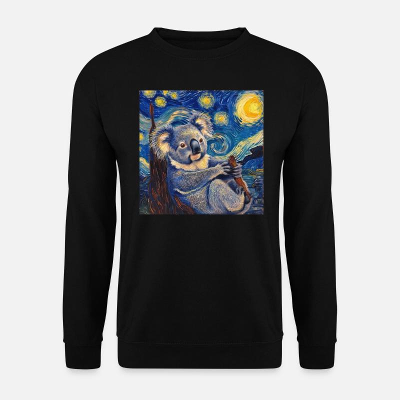koala, van gogh, sternennacht, geschenk - Unisex Pullover - Schwarz