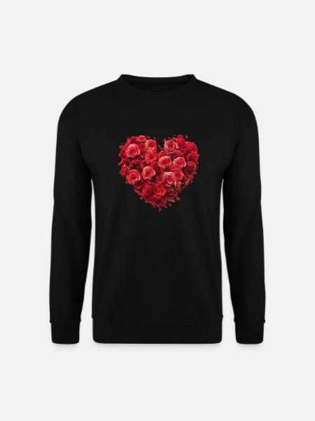 Herz Rosen - Unisex Pullover - Schwarz