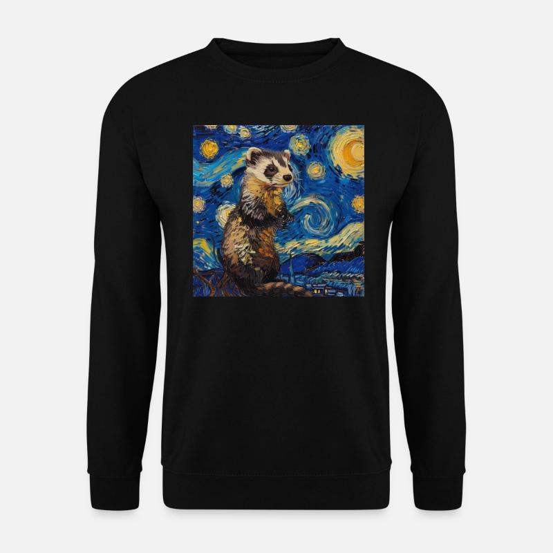 frettchen, Van Gogh, Geschenk - Unisex Pullover - Schwarz