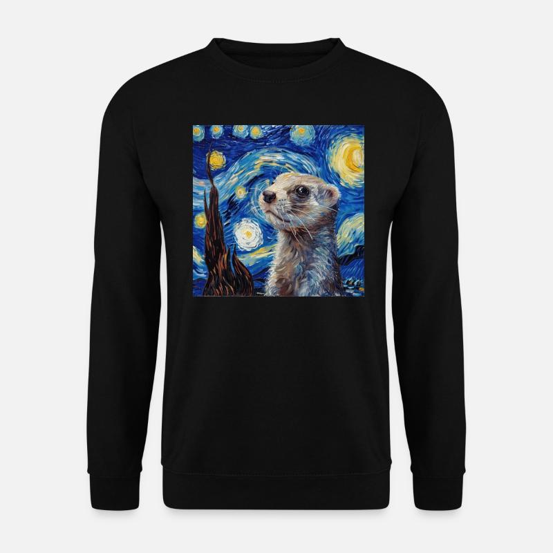 Ferret, Van Gogh, Gift - Unisex Sweatshirt - black