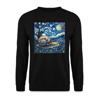 schnecke, garten, Van Gogh, Geschenk - Unisex Pullover - Schwarz - Vorne - Alina (178cm) & Michal (187cm)