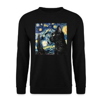Katze, katzenmotiv - Unisex Pullover - Schwarz - Vorne - Alina (178cm) & Michal (187cm)