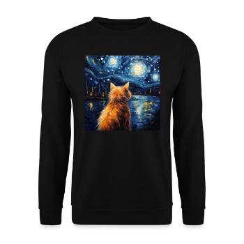 Katze, katzenmotiv - Unisex Pullover - Schwarz - Vorne - Alina (178cm) & Michal (187cm)