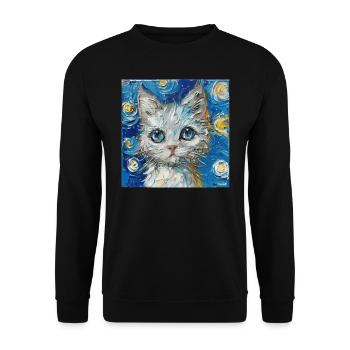 Cat, Cat Motif - Unisex Sweatshirt - black - Front - Alina (178cm) & Michal (187cm)