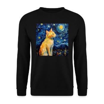 Katze, katzenmotiv - Unisex Pullover - Schwarz - Vorne - Alina (178cm) & Michal (187cm)