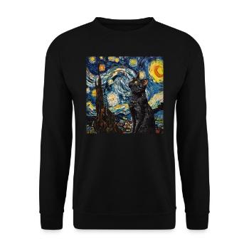 Katze, katzenmotiv - Unisex Pullover - Schwarz - Vorne - Alina (178cm) & Michal (187cm)