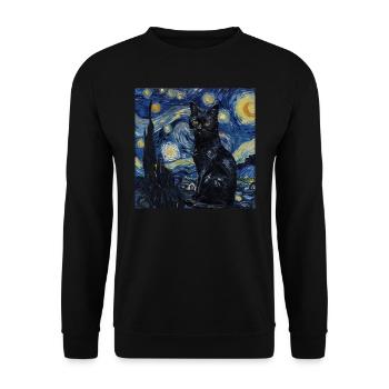 Katze, katzenmotiv - Unisex Pullover - Schwarz - Vorne - Alina (178cm) & Michal (187cm)