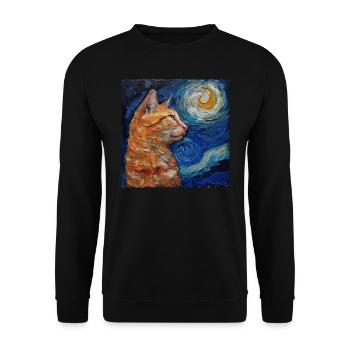 Katze, katzenmotiv - Unisex Pullover - Schwarz - Vorne - Alina (178cm) & Michal (187cm)