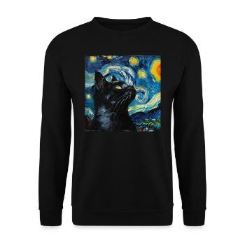 Katze, katzenmotiv - Unisex Pullover - Schwarz - Vorne - Alina (178cm) & Michal (187cm)