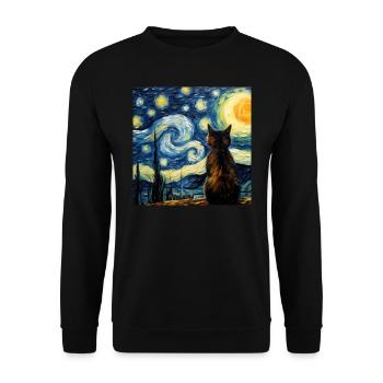 Cat, Cat Motif - Unisex Sweatshirt - black - Front - Alina (178cm) & Michal (187cm)