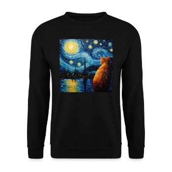 Katze, katzenmotiv - Unisex Pullover - Schwarz - Vorne - Alina (178cm) & Michal (187cm)