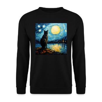 Katze, katzenmotiv - Unisex Pullover - Schwarz - Vorne - Alina (178cm) & Michal (187cm)