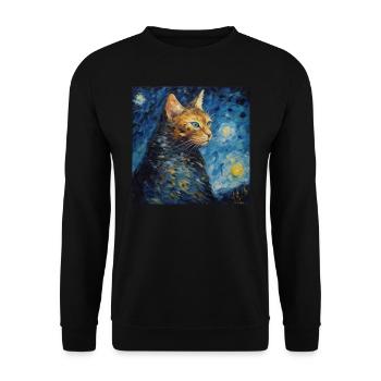 Cat, Cat Motif - Unisex Sweatshirt - black - Front - Alina (178cm) & Michal (187cm)