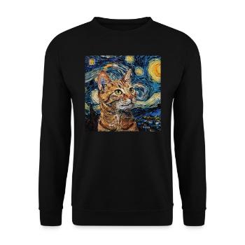Katze, katzenmotiv - Unisex Pullover - Schwarz - Vorne - Alina (178cm) & Michal (187cm)