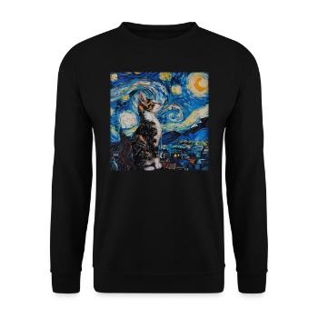 Katze, katzenmotiv - Unisex Pullover - Schwarz - Vorne - Alina (178cm) & Michal (187cm)