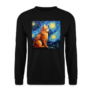 Katze, katzenmotiv - Unisex Pullover - Schwarz - Vorne - Alina (178cm) & Michal (187cm)