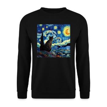 Katze, katzenmotiv - Unisex Pullover - Schwarz - Vorne - Alina (178cm) & Michal (187cm)