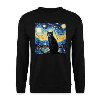 Katze, katzenmotiv - Unisex Pullover - Schwarz - Vorne - Alina (178cm) & Michal (187cm)