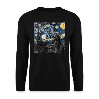 Katze, katzenmotiv - Unisex Pullover - Schwarz - Vorne - Alina (178cm) & Michal (187cm)