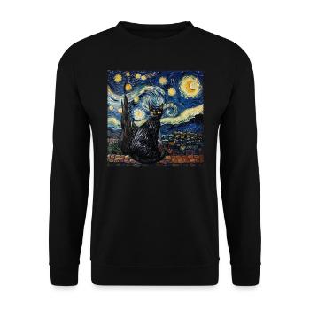 Katze, katzenmotiv - Unisex Pullover - Schwarz - Vorne - Alina (178cm) & Michal (187cm)