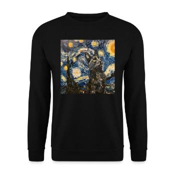 Katze, katzenmotiv - Unisex Pullover - Schwarz - Vorne - Alina (178cm) & Michal (187cm)