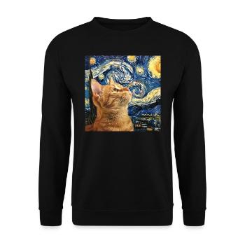 Katze, katzenmotiv - Unisex Pullover - Schwarz - Vorne - Alina (178cm) & Michal (187cm)
