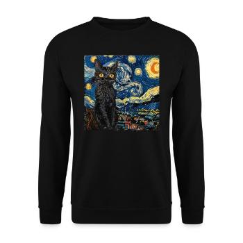 Chat, Motif De Chat - Sweat-shirt Unisexe - noir - Devant - Alina (178cm) & Michal (187cm)
