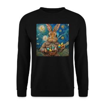 easter bunny, easter, bunny, happy easter, easter eggs - Unisex Sweatshirt - black - Front - Alina (178cm) & Michal (187cm)