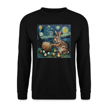 easter bunny, easter, bunny, happy easter, easter eggs, - Unisex Sweatshirt - black - Front - Alina (178cm) & Michal (187cm)