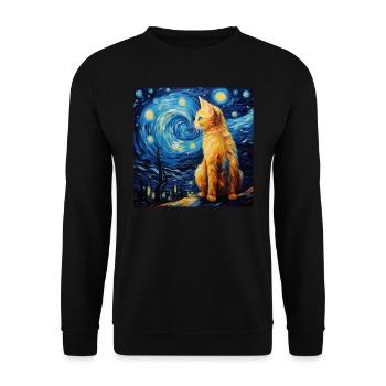 Cat, cat motif - Unisex Sweatshirt - black - Front - Alina (178cm) & Michal (187cm)