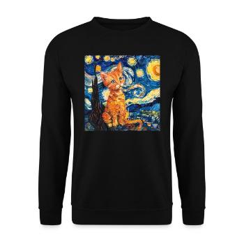 Cat, Cat Motif - Unisex Sweatshirt - black - Front - Alina (178cm) & Michal (187cm)