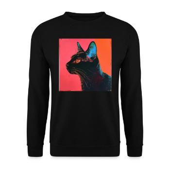 Katze, katzenmotiv, popart, geschenk, geschenkidee - Unisex Pullover - Schwarz - Vorne - Alina (178cm) & Michal (187cm)