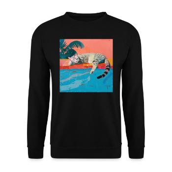 Katze, katzenmotiv, popart, geschenk, geschenkidee - Unisex Pullover - Schwarz - Vorne - Alina (178cm) & Michal (187cm)