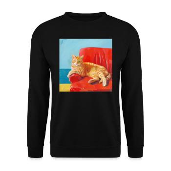 Katze, katzenmotiv, popart, geschenk, geschenkidee - Unisex Pullover - Schwarz - Vorne - Alina (178cm) & Michal (187cm)