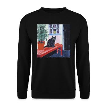 Katze, katzenmotiv, popart, geschenk, geschenkidee - Unisex Pullover - Schwarz - Vorne - Alina (178cm) & Michal (187cm)
