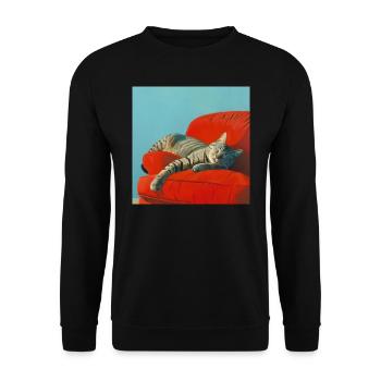 Katze, katzenmotiv, popart, geschenk, geschenkidee - Unisex Pullover - Schwarz - Vorne - Alina (178cm) & Michal (187cm)